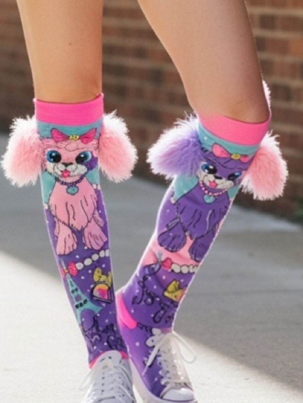 JIOIWA "Coco In Paris" Knee-High Socks Pink Poodle 3D Fluffy Ears Adults Kids OS